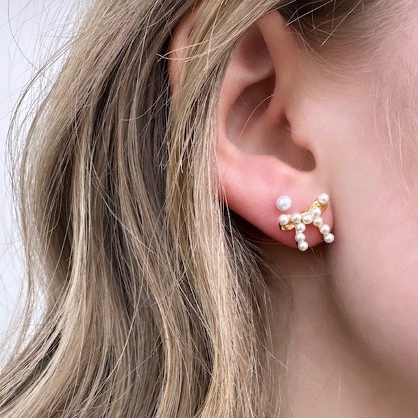 restikker PEARLY BOW Forgyldt Slv