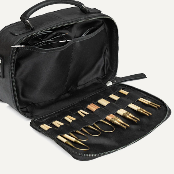 Lilly strikke taske skind