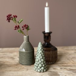 Glaslysestage H 18 x D 11 cm