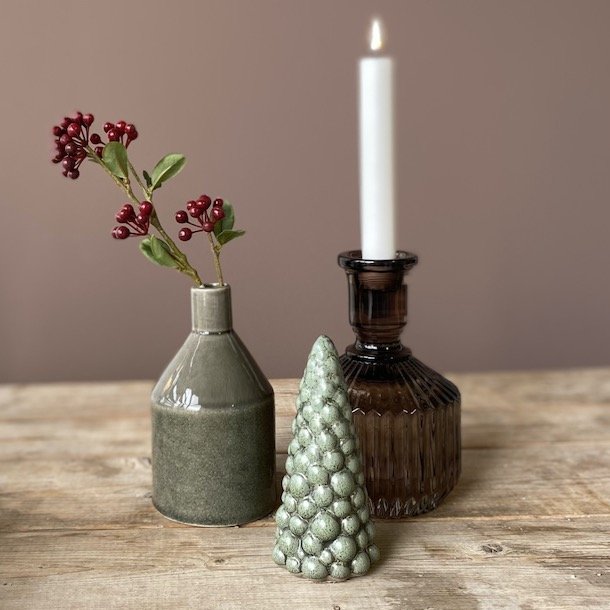 Glaslysestage H 18 x D 11 cm