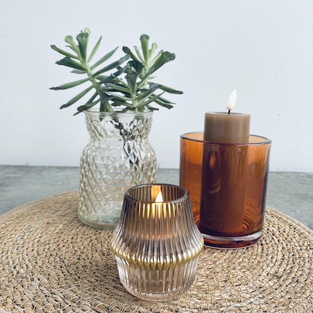 Fyrfadsstage rombe glas