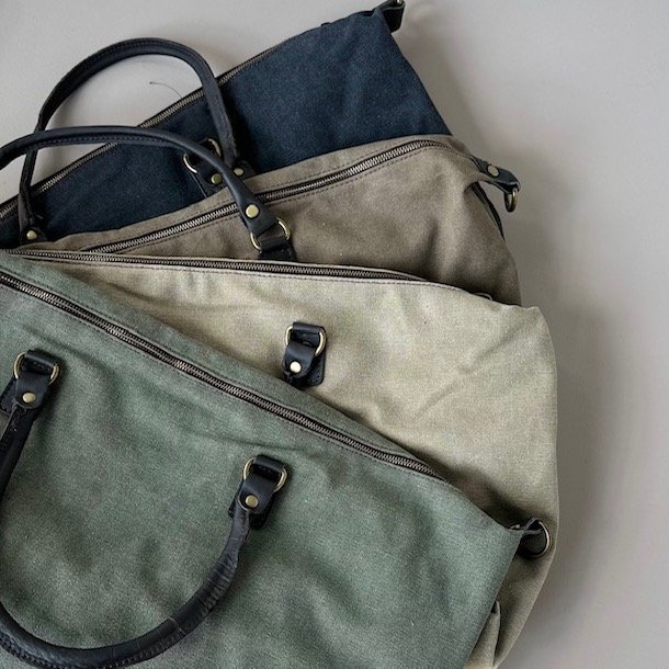 Weekendtaske kanvas med lder