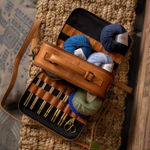 Lilly strikke taske skind