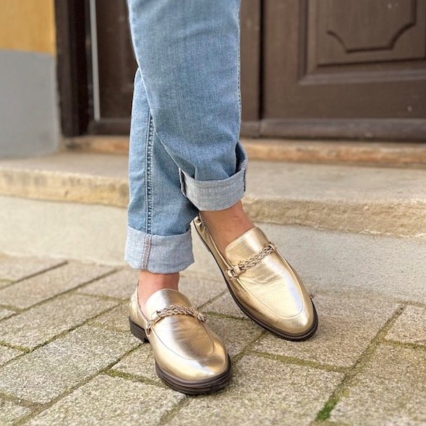 Loafers LOVE AND WALK PLATINO skind