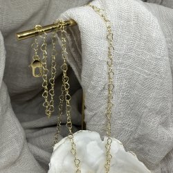 Halskde Love Me Heart 65 cm Forgyldt