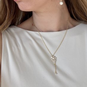 Halsk�de LUNA CLUSTER 45 + 3 CM. - Forgyldt S�lv