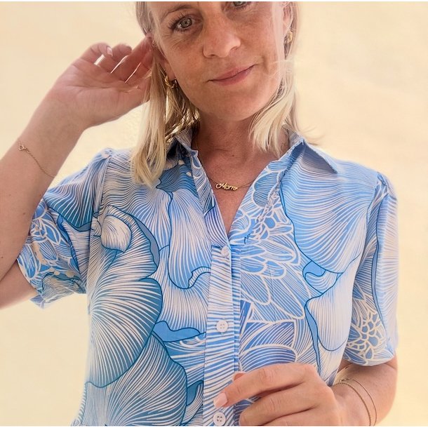 Skjortekjole emma light blue viskose str. M-4XL