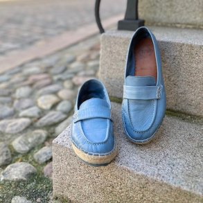 Mokkasiner jeans bl skind str. 36-41