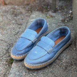 Mokkasiner jeans bl skind str. 36-41