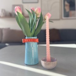 Lysestage beige keramik