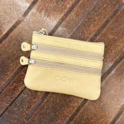 Classic Cow pung med 4 rum - skind lysegul