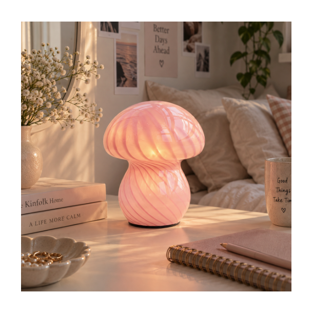 Lampe Mushy lille glas 16x13 cm