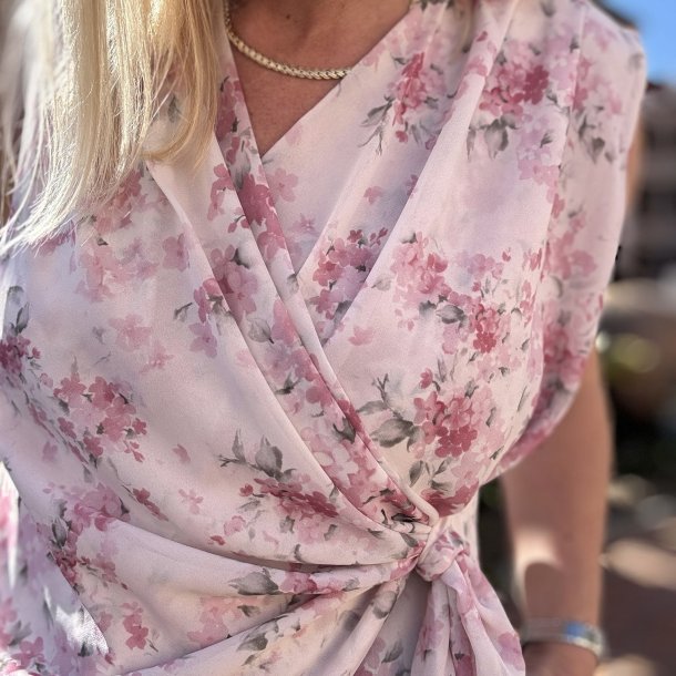 Bluse Flora i let voile med print - one size 