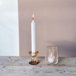 Fyrfadsstge med bobler glas H9 7,5 Cm