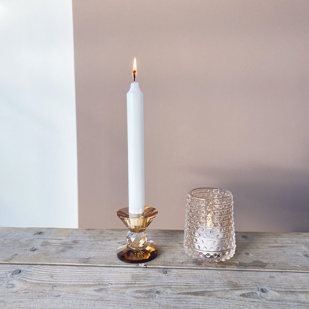 Fyrfadsstge med bobler glas H9 7,5 Cm