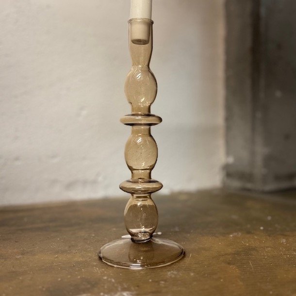 Lysestage hj bubbels glas