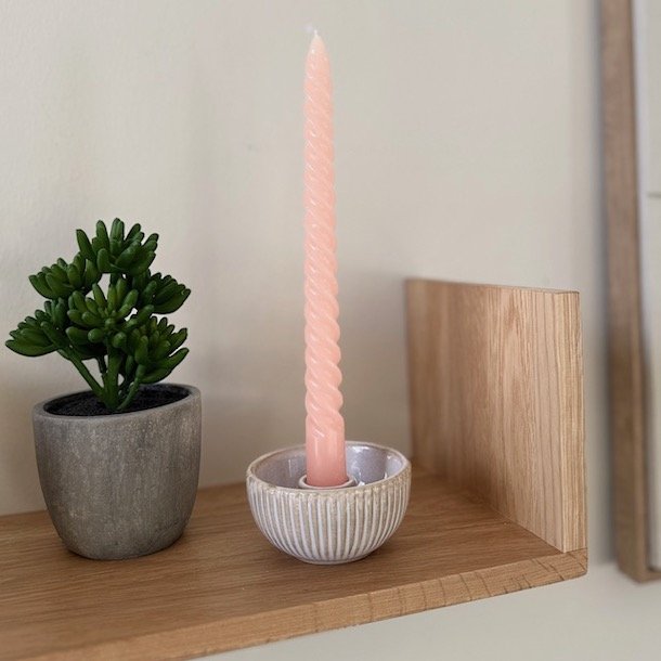 Lysestage beige keramik