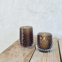 Fyrfadsstge med bobler glas H9 7,5 Cm