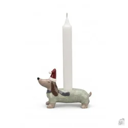 Christmas holidays lysestage med gravhund � gr�n, 13 cm