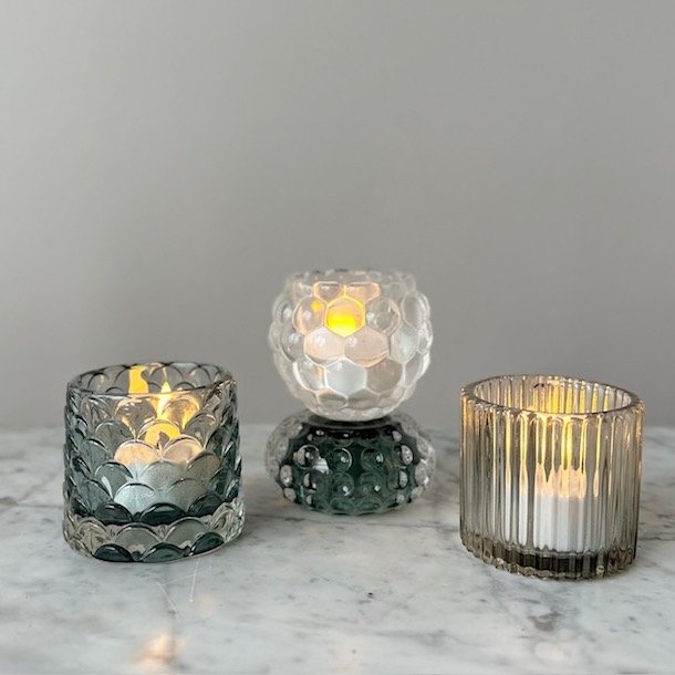 Fyrfadsstage vendbar glas