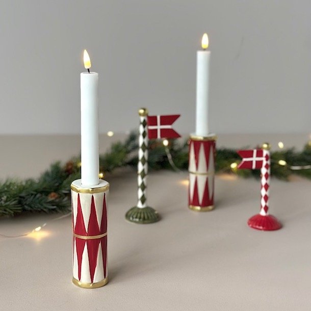 Lysestage/vase tromme D5x13cm keramik