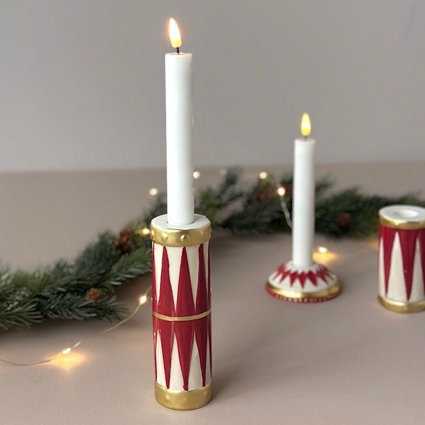 Lysestage/vase tromme D5x16cm keramik 