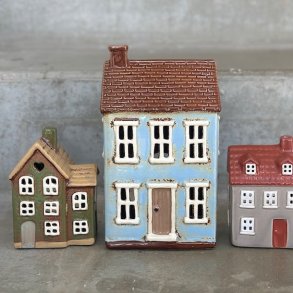 Hus til fyrfadslys lys bl Keramik