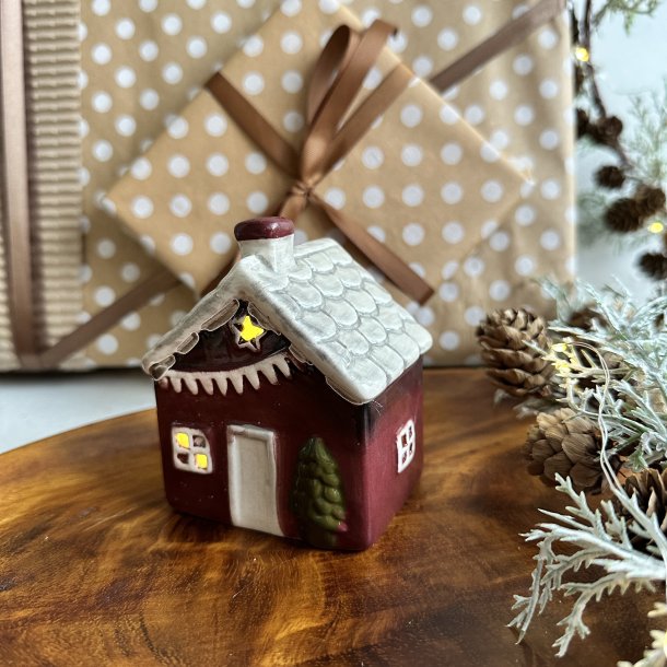 Hus til fyrfadslys H 9,5 cm Keramik