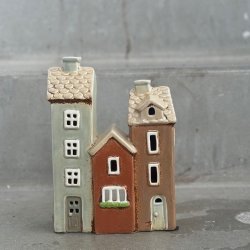 Hus til fyrfadslys H 19 cm Keramik 