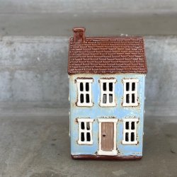 Hus til fyrfadslys lys bl Keramik