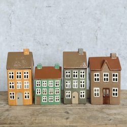 Hus til fyrfadslys grn kreramik