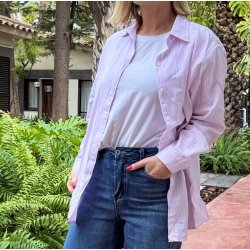 Loosefit skjorte lyserd str. S-XL