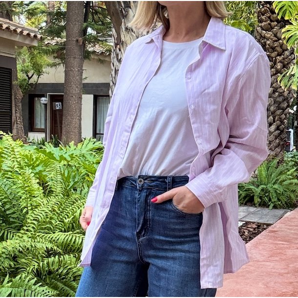 Loosefit skjorte lyserd str. S-XL