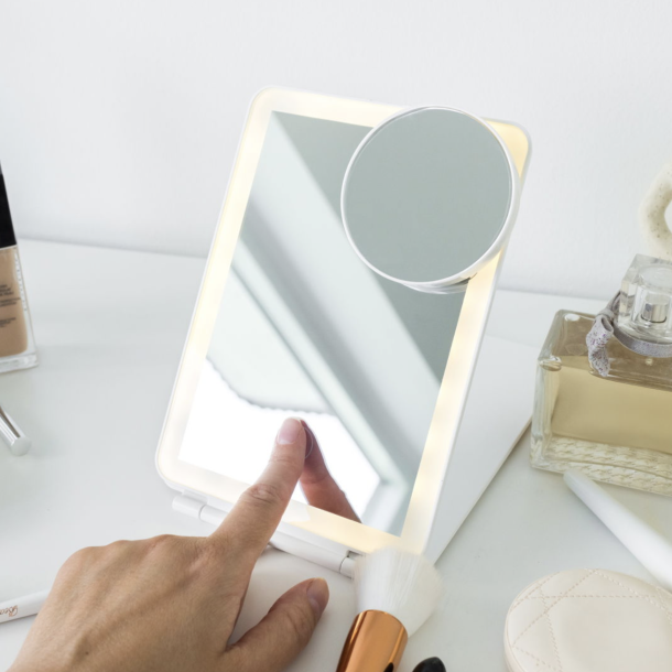 LED Make up spejl med touch - sammeklaplig