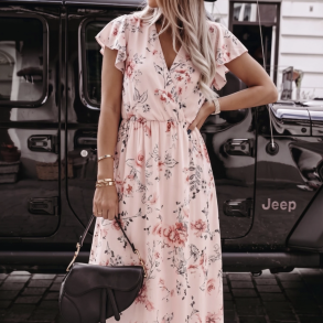 Midi kjole Rose rose - str XS-L