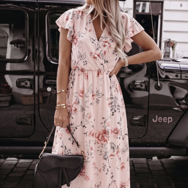 Midi kjole Rose rose - str XS-L