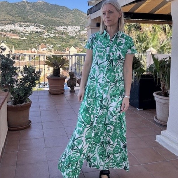 Kjole med kort rme monstera str. S-XXL