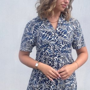 Skjortekjole Emma leaf viskose str. M-4XL