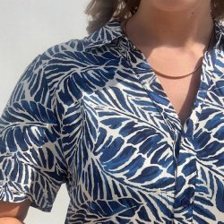 Skjortekjole Emma leaf viskose str. M-4XL