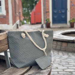 Strandtaske prikket canvas