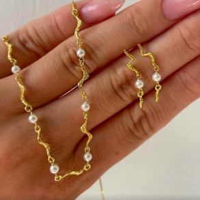 Halskde Lorelai mermaid - forgyldt slv med perler