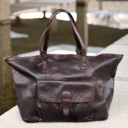 Hollins weekendtaske vasket skind