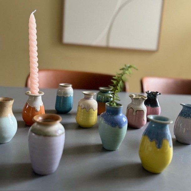 Vase Mini keramik fuld glace 6-8 cm