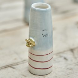 Vase ansigt med nb H 10cm keramik