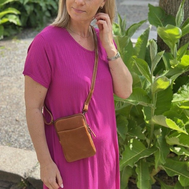 Mobiltaske Cow skind raw Cognac