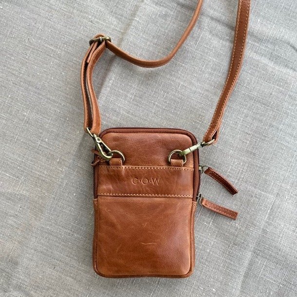 Mobiltaske Cow skind raw Cognac