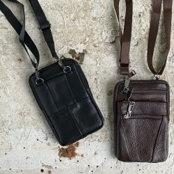 Mobiltaske unisex m/bltestrop skind