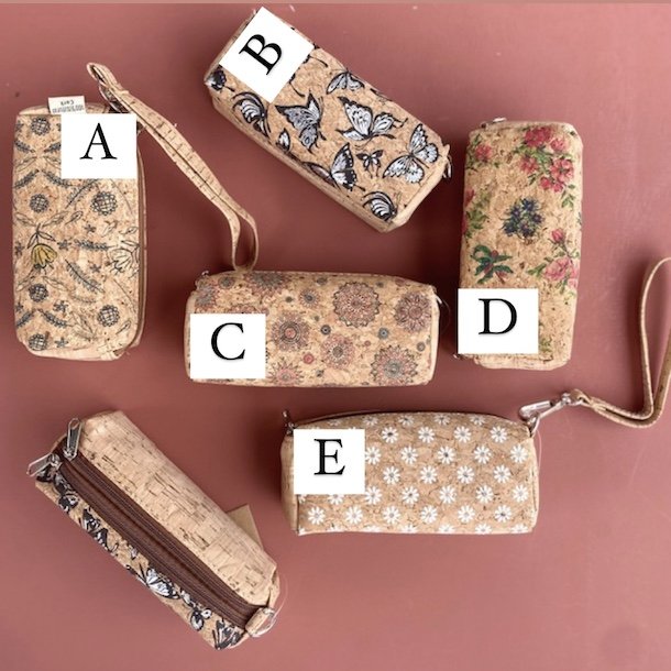 Aflang kork pung med 2 rum