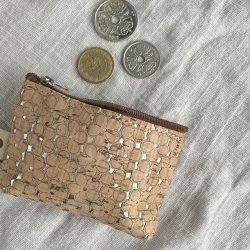 Lille kork mnt pung med nglering