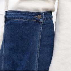 Lang denim nederdel side buttom str xs-xl